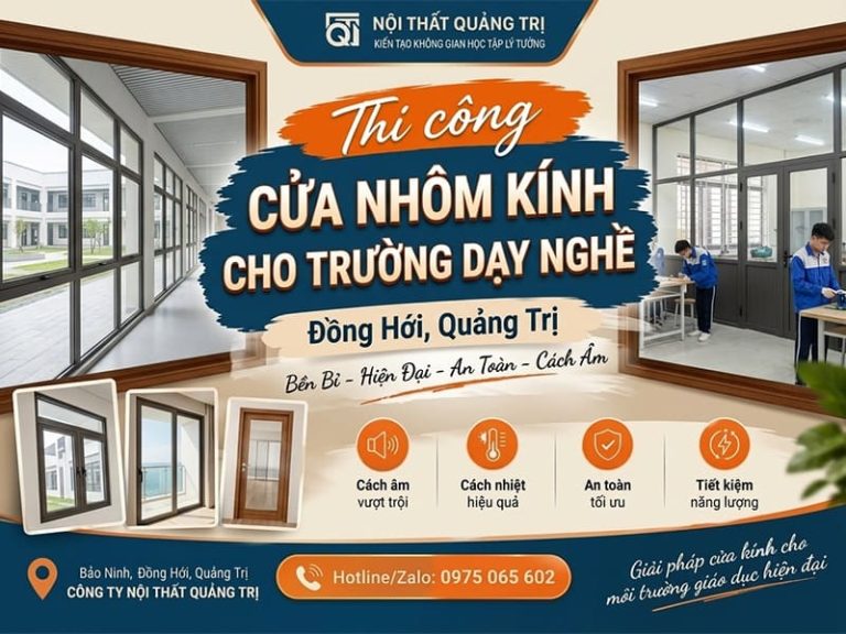 Thi công cửa nhôm kính cho trường dạy nghề