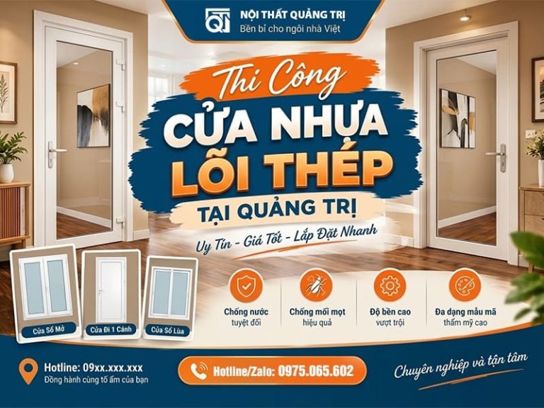 Thi công cửa nhựa lõi thép tại Quảng Trị
