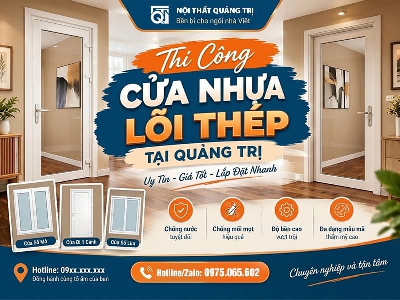 Thi công cửa nhựa lõi thép tại Quảng Trị